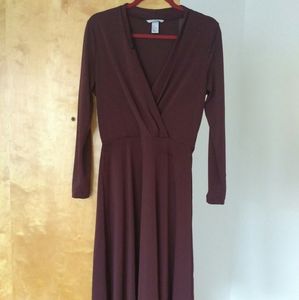 H&M waist-defined faux wrap long sleeve midi dress